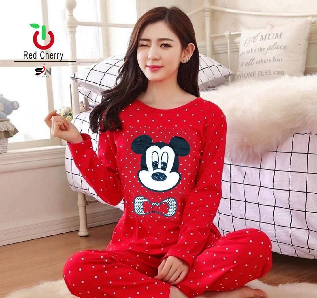 2 Pcs Red Woman Night Suit 