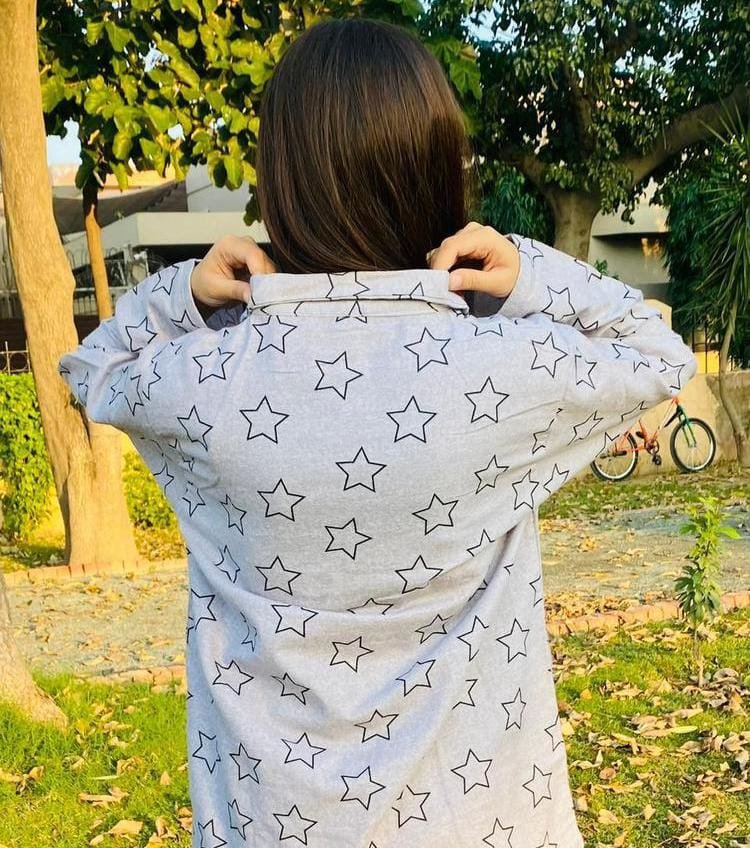 2PCs Girls Flaline Printed Night Suit 