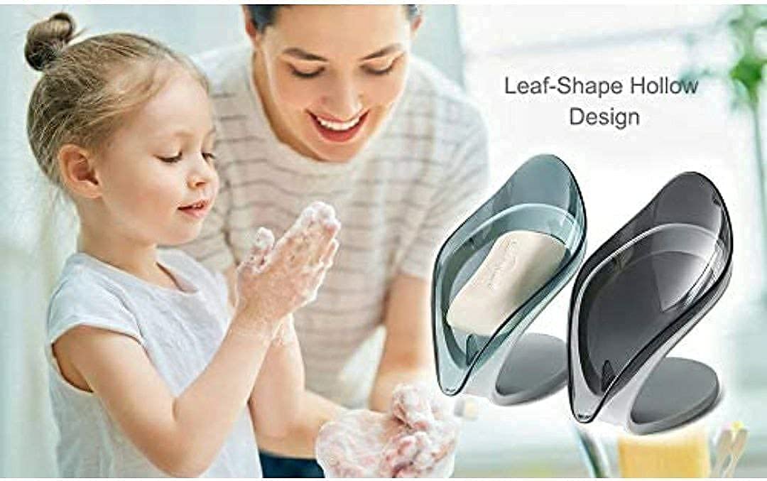 Fonicy Plastic Leaf-Shaped Soap Dish Holder| Decorative Storage Holder Box for Bathroom , Kitchen , Easy Cleaning Soap Saver