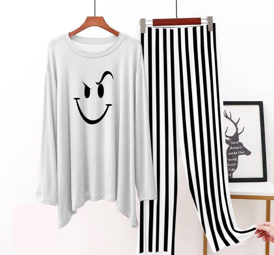 2 Piece Jersey Printed Shirt With Lining Trouser Nightsuit For Girls/Sleepwear For Women/Nighty For Women