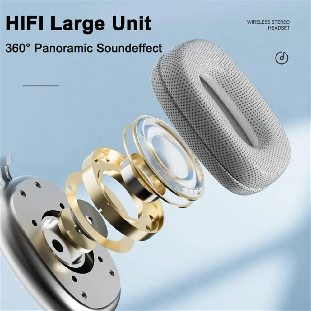 P9 Pro Max Wireless Bluetooth Headphones with Upgrade Soft Cotton Headband, Stereo Sound Over Ear Headset Sports Game Noise Cancelling Earphone Supports TF
