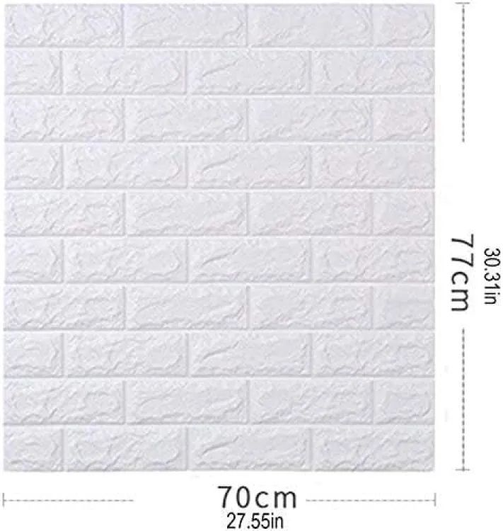 (Pack of 5Pcs )3D Brick Wall Stickers | Self-Adhesive Foam Sheet Wallpaper for Sofa and TV Background Walls | White 70x77cm