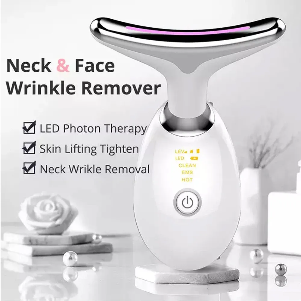 Neck & Face Massager for Double Chin, Skin Lifting & Wrinkle Removal | 3 LED Modes