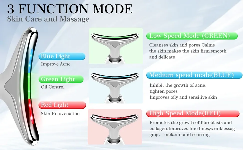 Neck & Face Massager for Double Chin, Skin Lifting & Wrinkle Removal | 3 LED Modes