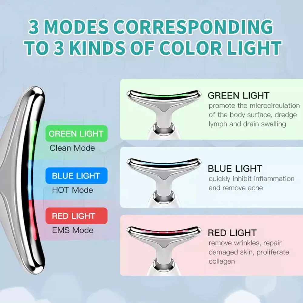 Neck & Face Massager for Double Chin, Skin Lifting & Wrinkle Removal | 3 LED Modes