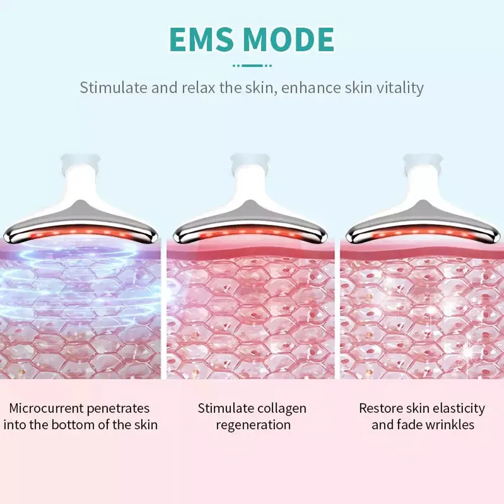Neck & Face Massager for Double Chin, Skin Lifting & Wrinkle Removal | 3 LED Modes