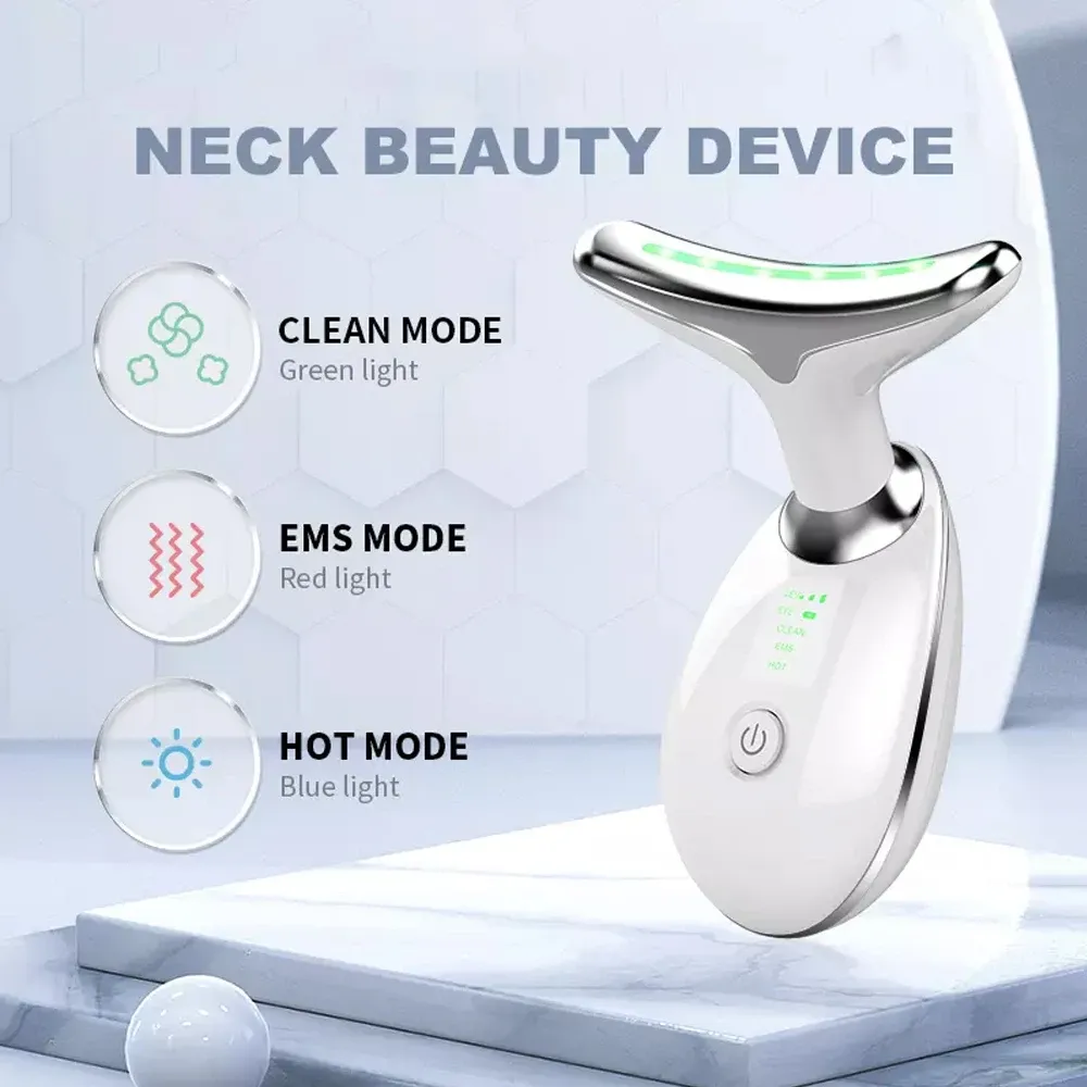 Neck & Face Massager for Double Chin, Skin Lifting & Wrinkle Removal | 3 LED Modes