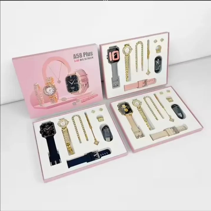Buy A58 Plus Smart Watches with Jewellery Gift Set – Stylish Combo for Women