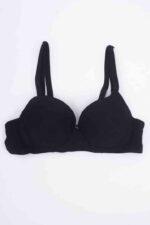 Soft Padded Wired Polyester Nylon Stretchable Plain Deep Black Push up Bra