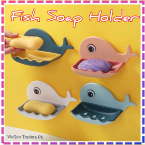 Fish Shape Soap Box | Self-Adhesive Wall-Mounted Bathroom Soap Holder | Drain Soap Tray