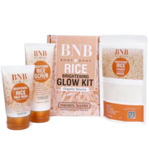Pack of 3 BNB Rice Extract Bright & Glow Kit | Golden Cap with Box
