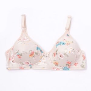Soft Padded Push Up Floral Pattern Printed Wired Bra