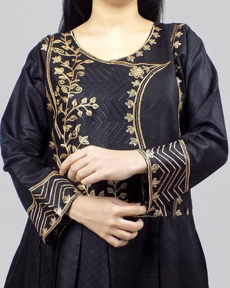 Black Stitched 2 Piece Cotton Suit