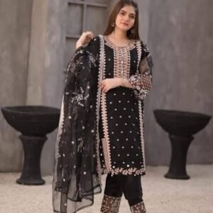 3Pcs Formal Embroidered Original Black Suit