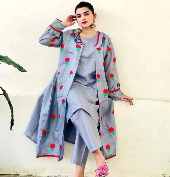 Silk Fancy GownWoman Stitched Suit