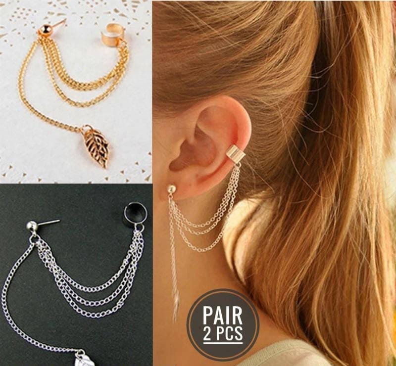Stylish Leaf Ear Cuff Earrings For Girls