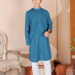 Boy Embroidered Cotton Kurta 