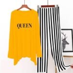 2 Piece Jersey Printed Shirt With Lining Trouser Nightsuit For Girls/Sleepwear For Women/Nighty For Women