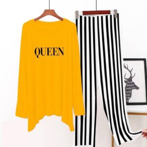 2 Piece Jersey Printed Shirt With Lining Trouser Nightsuit For Girls/Sleepwear For Women/Nighty For Women