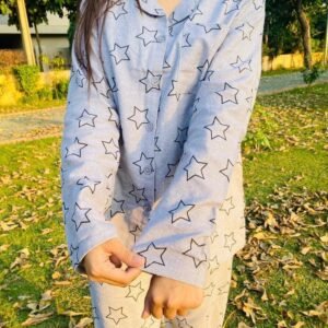 2PCs Girls Flaline Printed  Night Suit 