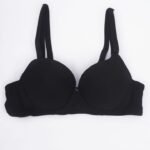 Soft Padded Wired Polyester Nylon Stretchable Plain Deep Black Push up Bra