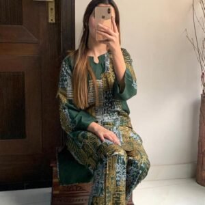 2 Pcs Women's Stitched Linen Printed Suit - Elegant and Comfortable Fashion | Ready-to-Wear Ethnic Outfit