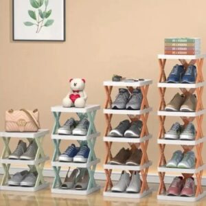 5-Layer Stackable Vertical Space-Saving Shoe Storage Rack | Multi-Functional Bookshelf Organizer