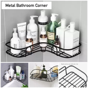 Bathroom & Kitchen Corner Shelf | Wrought Iron Punch-Free Shower Storage Rack