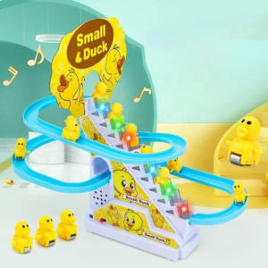 Duck Climbing Stairs Toy with Flashing Lights and Music | Interactive Fun with On/Off Button