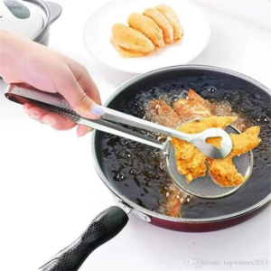 Stainless Steel Filter Spoon Strainer with Clip | Oil Frying & BBQ Tool | Mesh Strainer and Colander