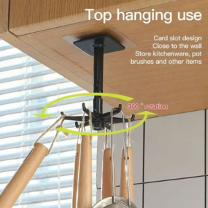 Rotating Spoon Holder Stand | 360-Degree Rotating Kitchen Hook Tool