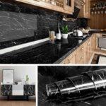 60CMx2M Self-Adhesive Black Marble Sheet | Anti-Oil & Heat Resistant Wallpaper for Kitchen (Pack of 10 Pcs )