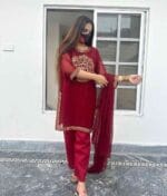 3 Pcs Chiffon Women Stitched Suit - Image 2