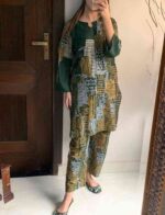 2 Pcs Women's Stitched Linen Printed Suit - Elegant and Comfortable Fashion | Ready-to-Wear Ethnic Outfit - Image 2