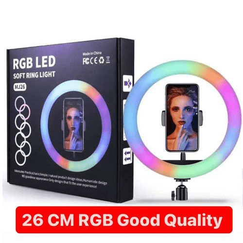 MJ26 RGB LED Ring Light | 26cm Beauty & Streaming Light with Phone Clip